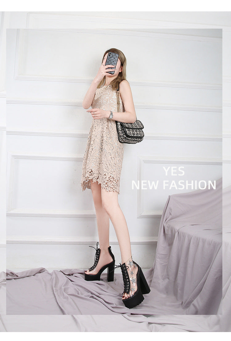 Women's Bar Nightclub Stage Performance Transparent Super Boots