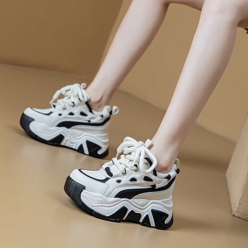 Women's Bottom Heightened Daddy Color Matching Small Fleece-lined Men's Shoes