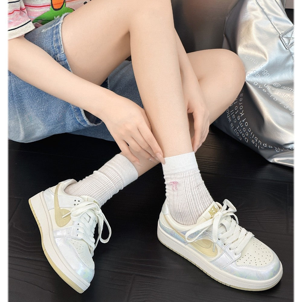 Women's White Soft Bottom Portable Macaron Fashion Sneakers