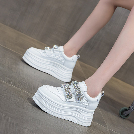 Women's Autumn Authentic Platform White Velcro Sports Casual Shoes