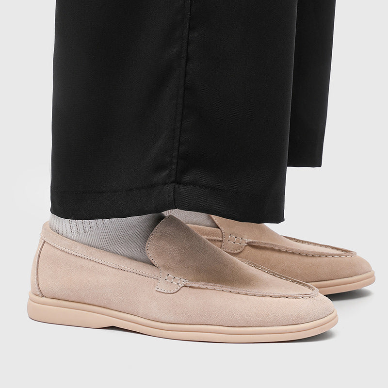 Men's Autumn Low-cut Suede Slip-on Matte Flat Bottom Slip Leather Shoes