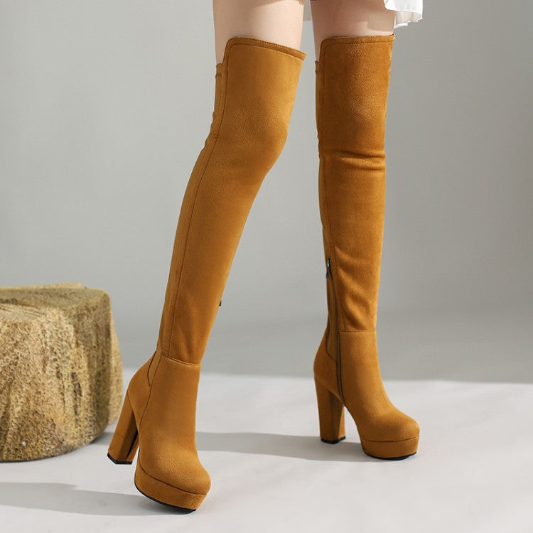 Women's Over The Knee Long Skinny Stretch Women's Leather Boots