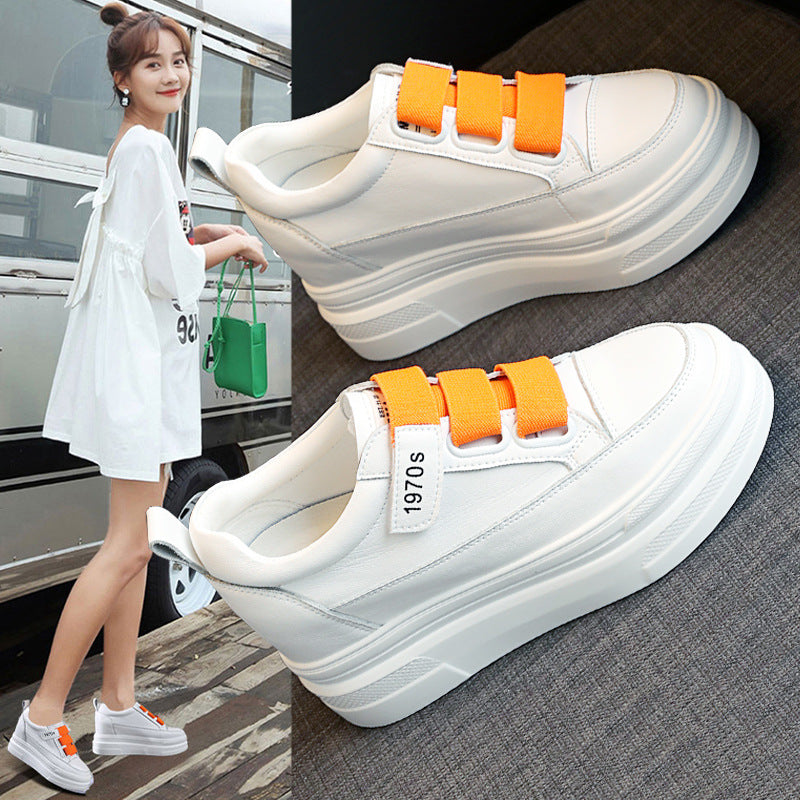Women's White Platform Height Increasing Insole Sports Spring Women's Shoes