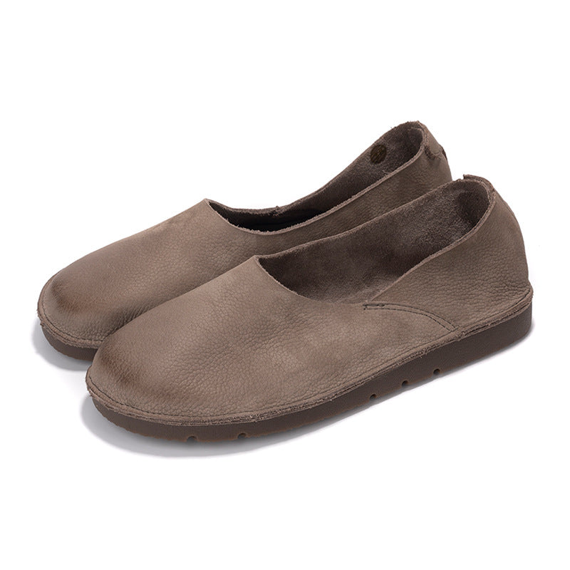 Women's & Men's Handmade Round Head Soft Bottom Surface Comfortable Flats Women's Casual Shoes