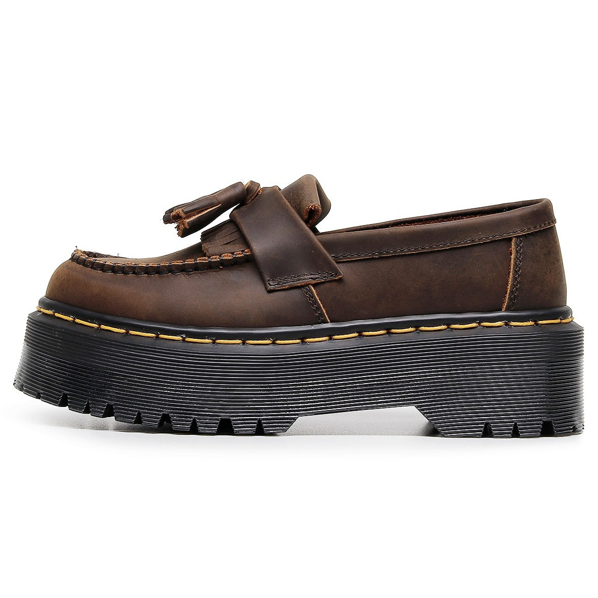 Women's Horse Green Tassel Top Layer British Style Loafers