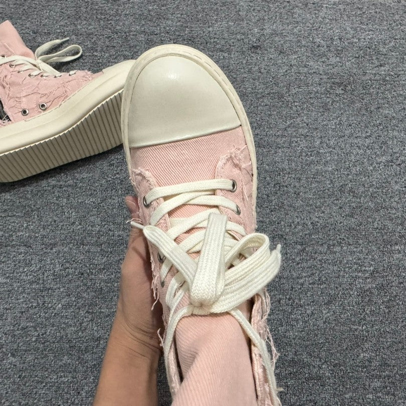 Women's & Men's Goods Pink Tassel Thick Sole Increased Damage Wind Stylish Couple Men's Canvas Shoes
