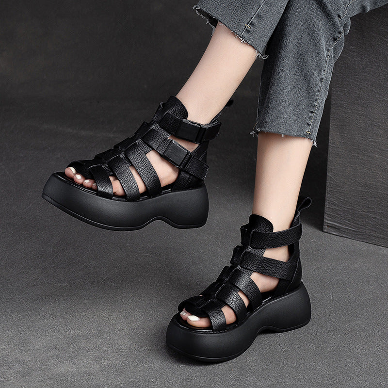 Glamorous Women's Breathable Retro Roman Style Platform Sandals