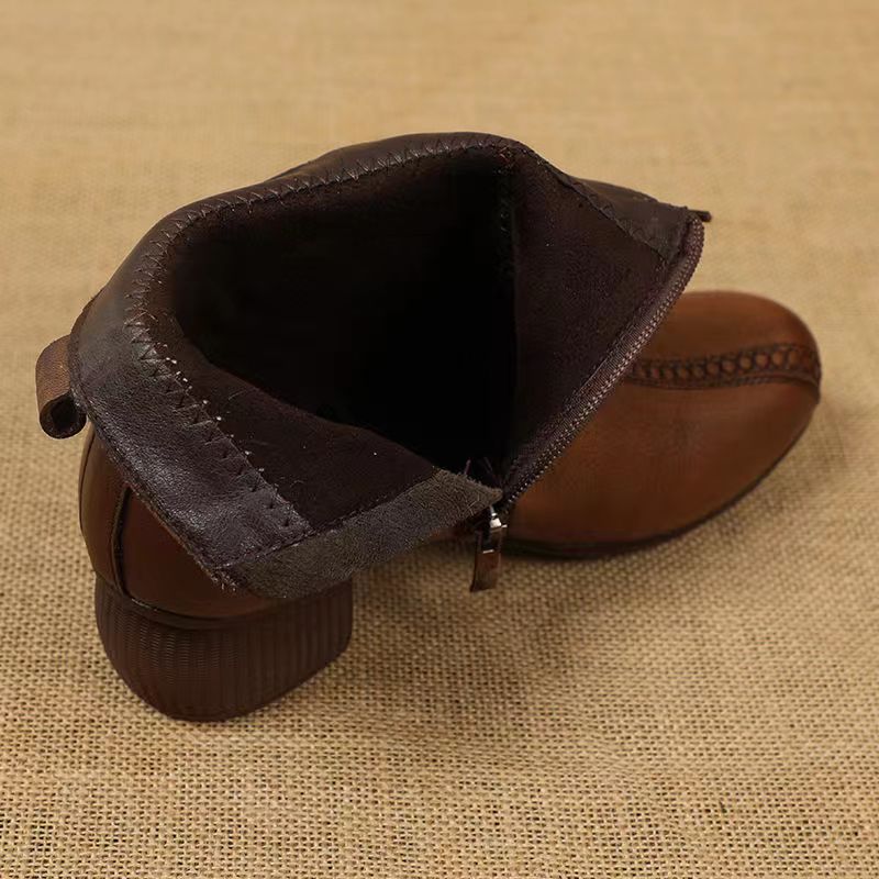 Women's Retro Ethnic Style Chunky Ankle Soft Women's Shoes