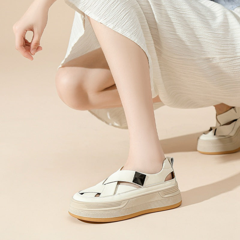 Women's Thick Bottom Breathable Summer Retro Fashion Pumps Height Women's Shoes