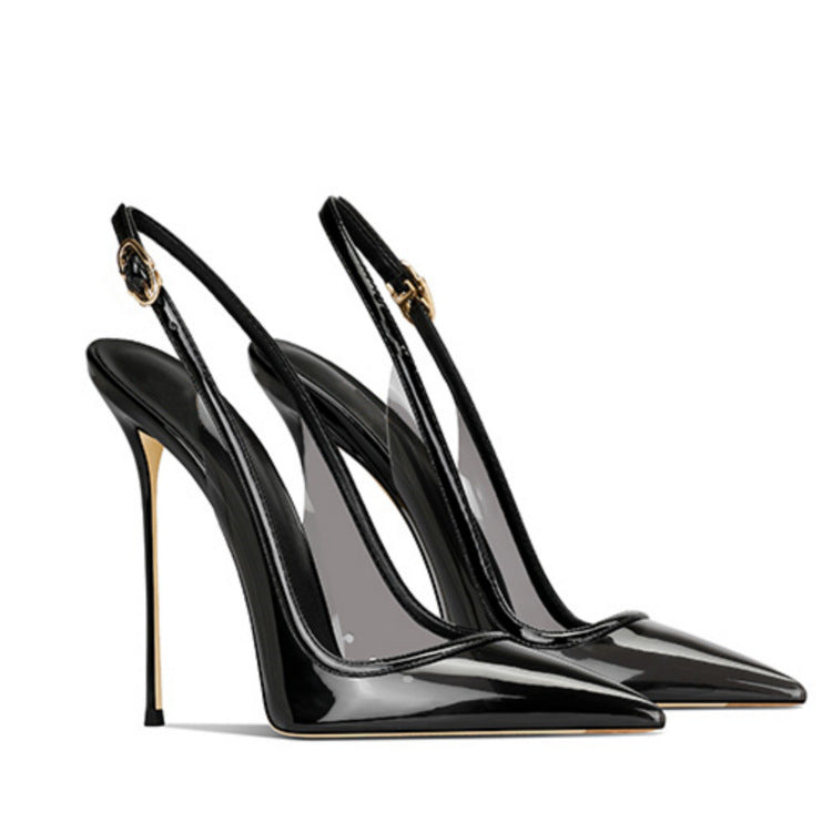 Shallow Mouth Back Strap Side Empty Stiletto Heels