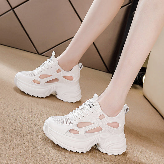 Women's Autumn Thick Bottom Height Increasing Insole Fashion Exercise Breathable Mesh Women's Shoes