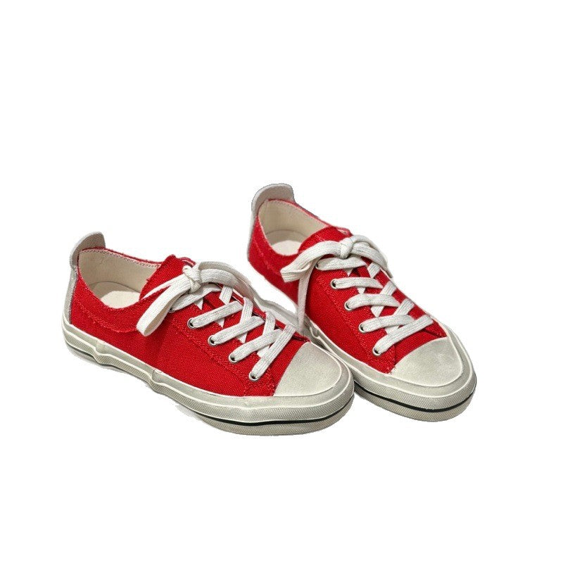 Women's Chun Korean Style Round Head Genuine Retro Vulcanized Women's Casual Shoes