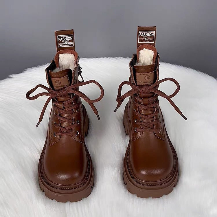 Women's Korean Style Martin British Autumn Thick Bottom Breathable Fried Boots