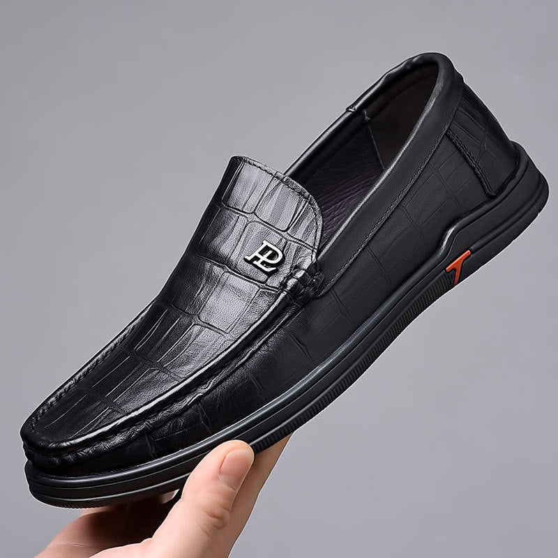 Men's Yuan Piece Top Layer Cowhide Breathable Leather Shoes