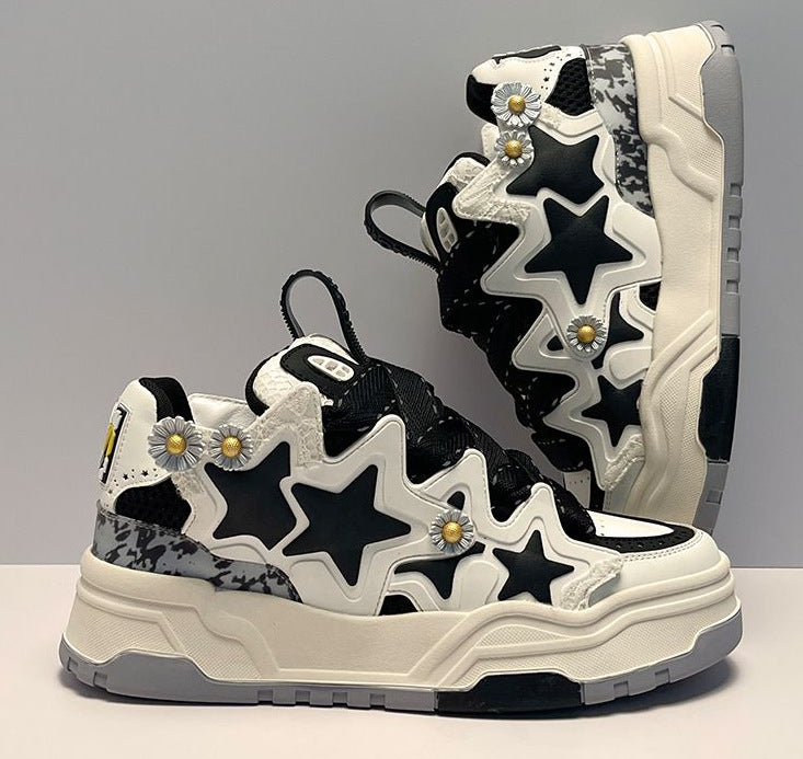 Women's & Men's Beige Cream Couple Bread Niche Design Versatile Sneakers