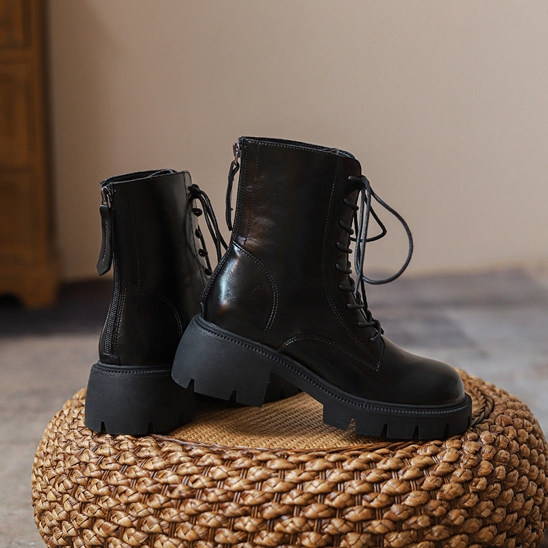 Women's Martin For Fleece-lined Platform Black Middle British Boots