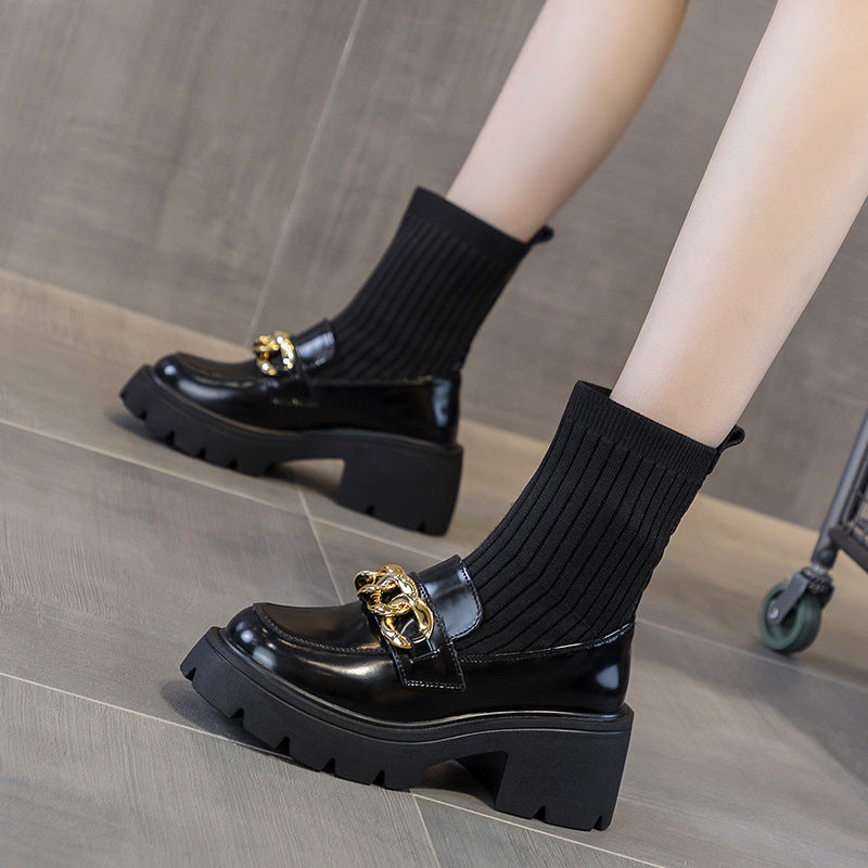 Women's Preppy Style Mary Jane Korean Chain British Women's Casual Shoes
