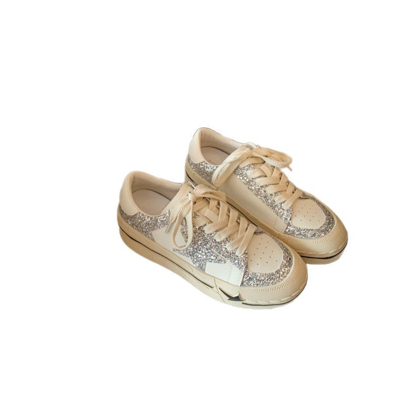 Women's Sier Star Pattern White Spring Platform German Women's Sports Shoes