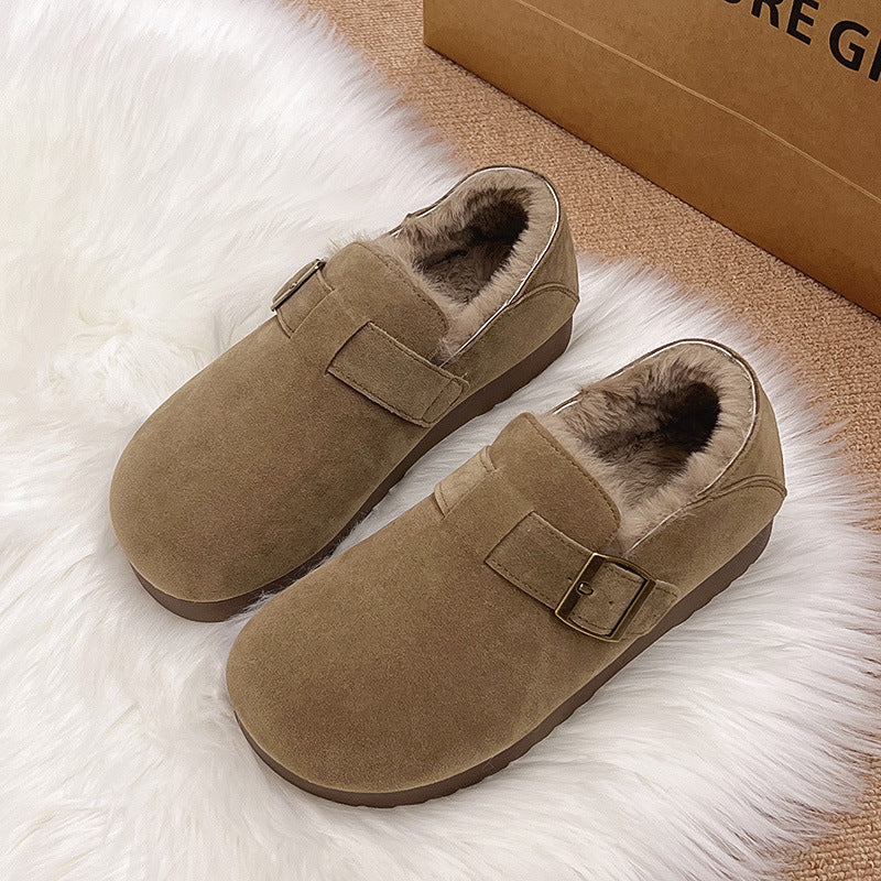 Women's All-inclusive Winter Slip-on Retro Fluffy Cotton Women's Shoes