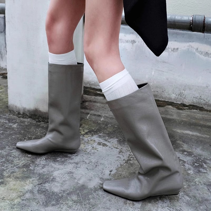 Women's Cowhide Version Korean Simple Square Toe Temperament Low Heels