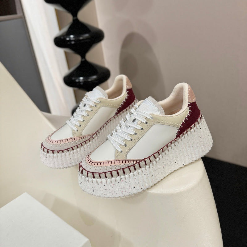 Women's Bottom Little Gospel Platform Fashion Round Toe Lace Women's Sports Shoes
