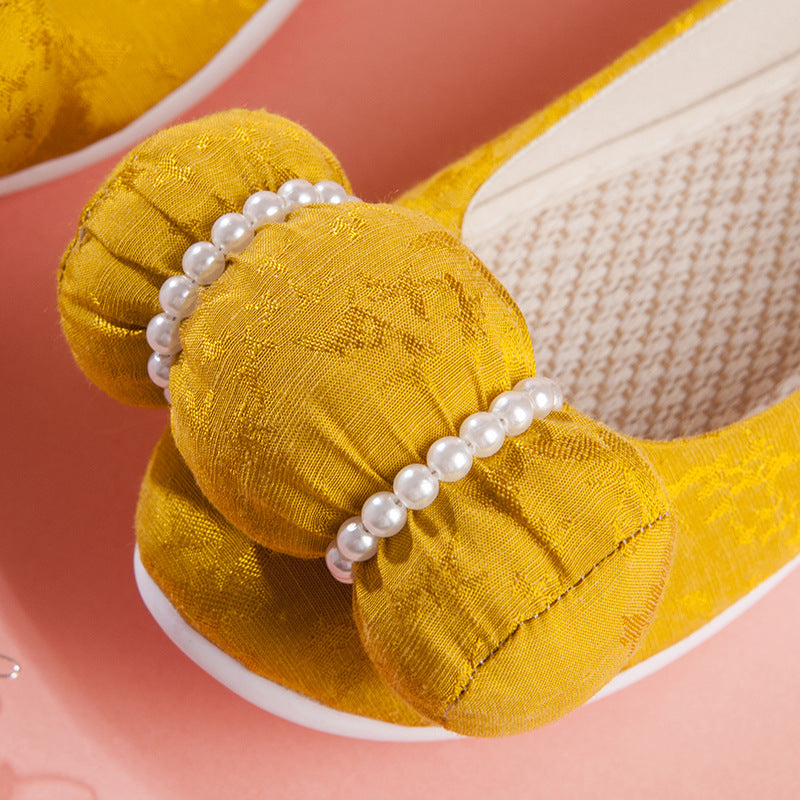 For Han Chinese Clothing Cloud Toe Workshop Handmade Pearl Casual Shoes