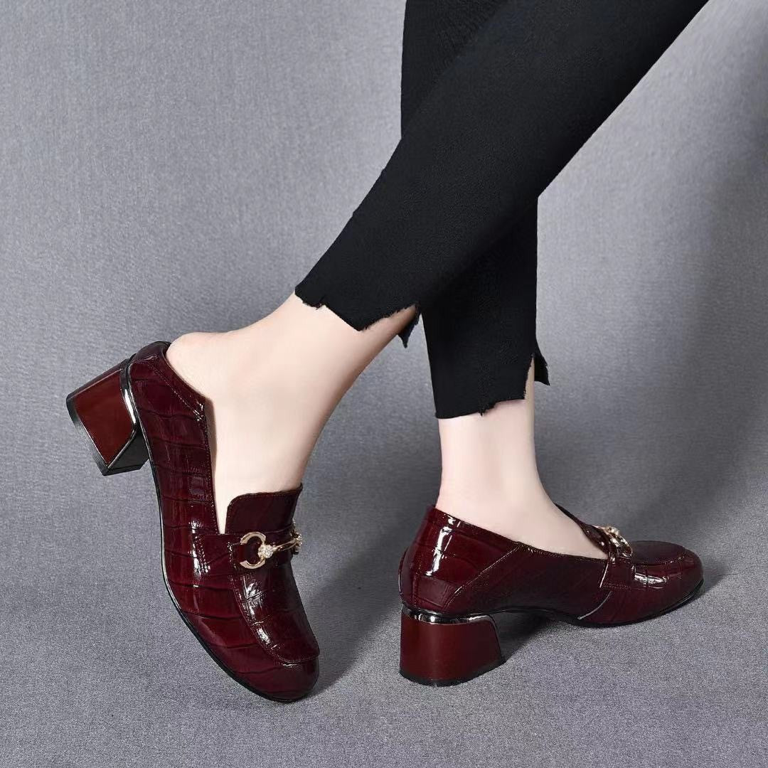 Women's Autumn Round Toe Flat Bottom Buckle Women's Fashion Shoes