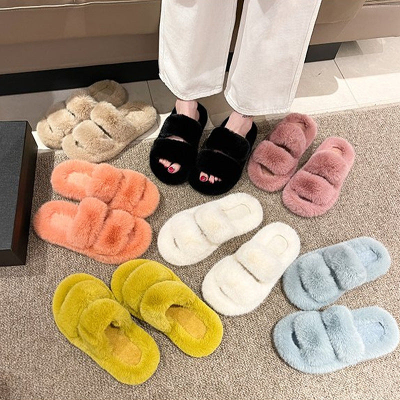 Women's Fluffy Outer Wear Korean Fashion Home Sandals