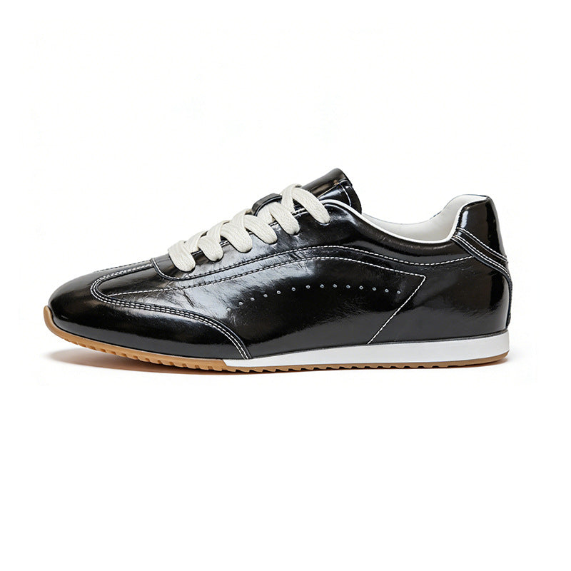 Women's Layer Cowhide Retro Black German Training Spring Genuine Inside Women's Casual Shoes