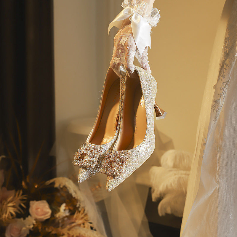 Wedding Stiletto Pointed Toe Bridal High Not Heels