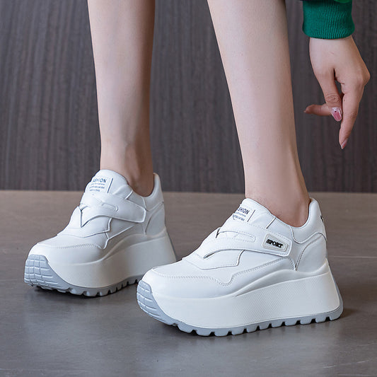 Women's Muffin Height Increasing Insole Velcro Round Sneakers