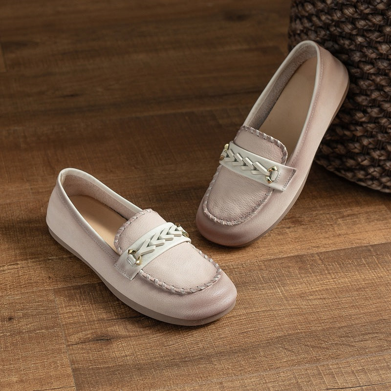 Women's Round Head Sewing Soft Bottom Slip-on Casual Shoes
