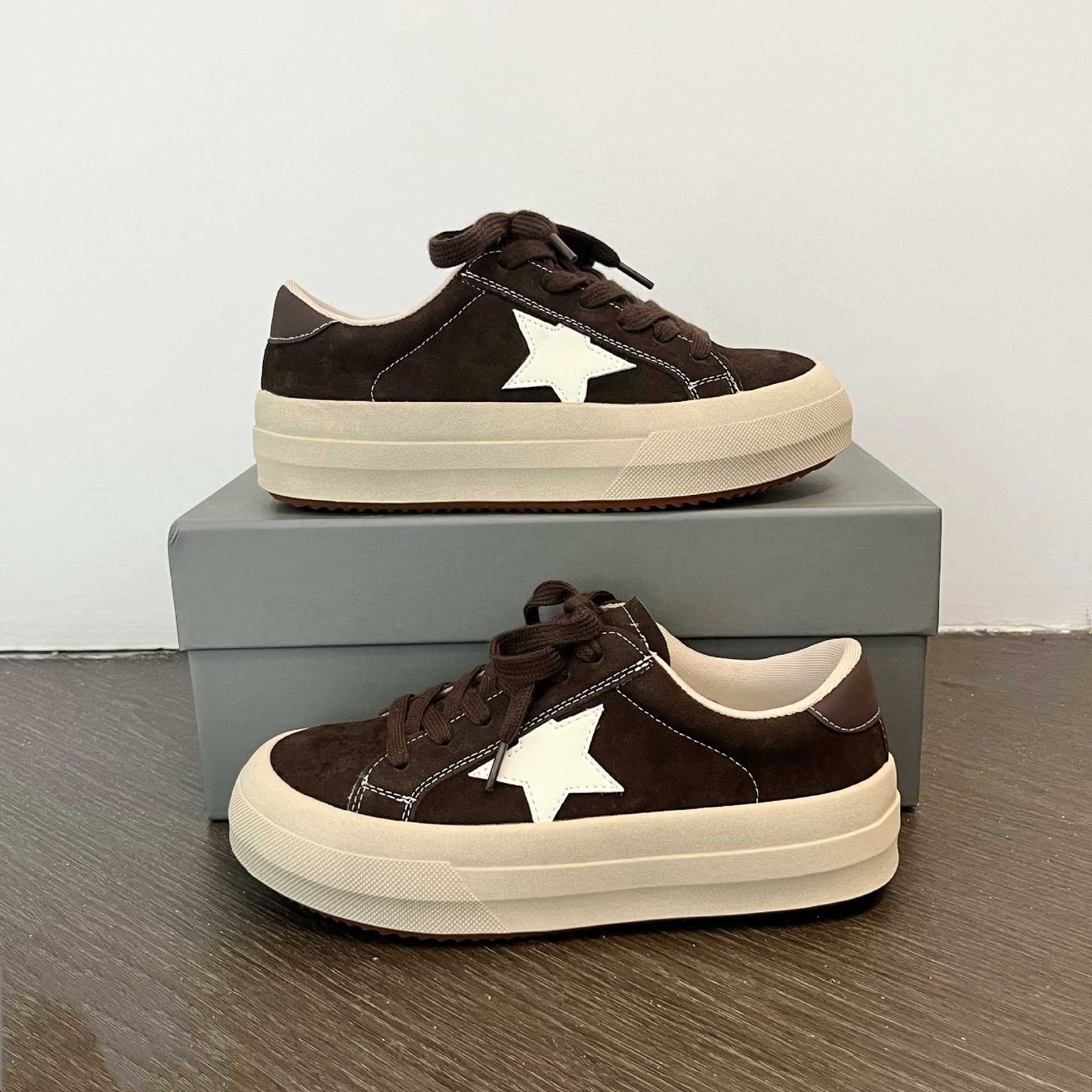 Women's Dirty Korean Style Round Head Distressed Thick Bottom Women's Board Shoes