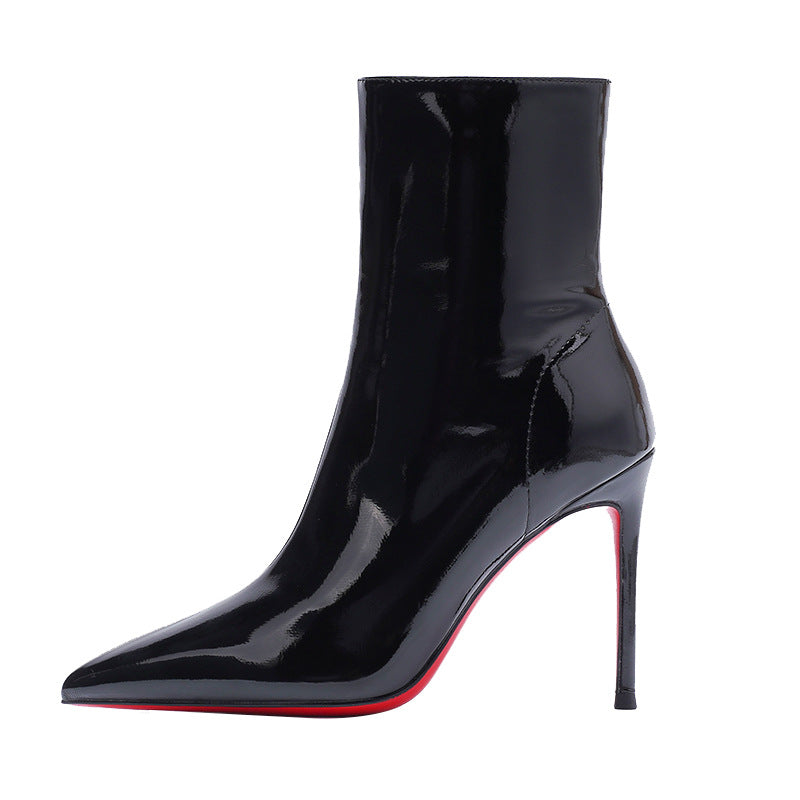 Women's Stilettos Pointed Toe Skinny Sexy Adult Lady Like Woman Red Women's Leather Boots
