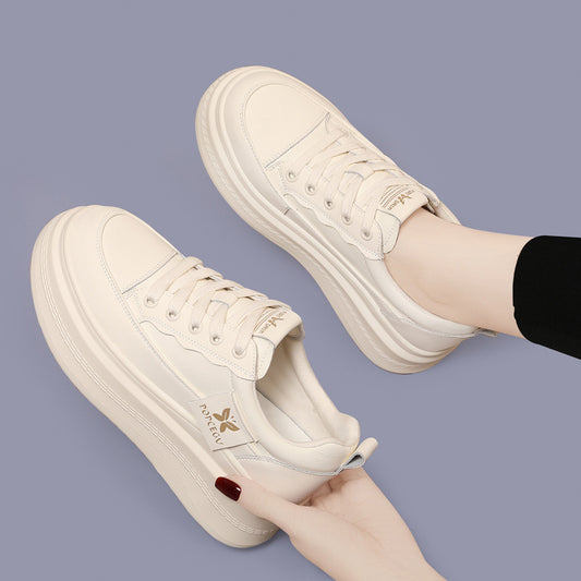 Women's & Men's Height Increasing Insole Thick-soled Platform White Men's Shoes