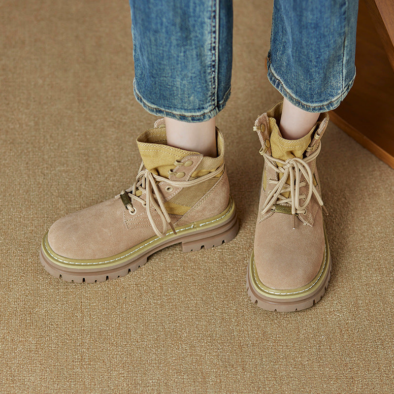 Women's Martin Soft Bottom Retro Cow Suede Boots