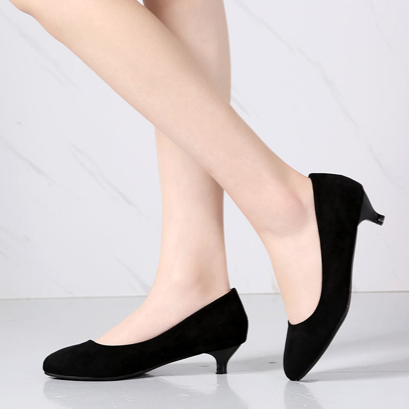 Women's High Black Professional Round Toe Stewardess Interview Formal Wear Women's Fashion Shoes