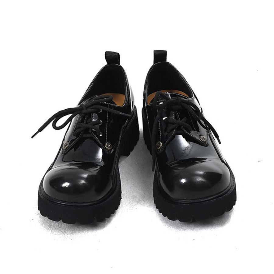 Women's & Men's Style Polished Old Thick Bottom Derby Leather Shoes