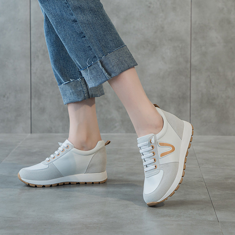 Women's Korean Style Sports Color Block Platform Round Toe Casual Shoes