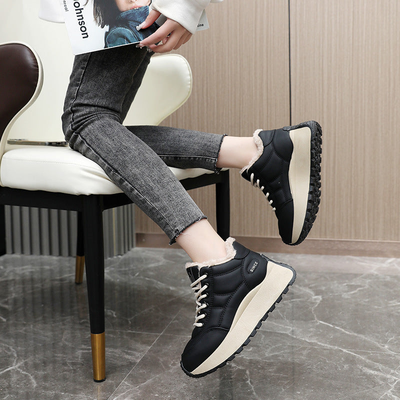 Winter Platform Cotton Fleece-lined Warm Hight Increasing Sneakers