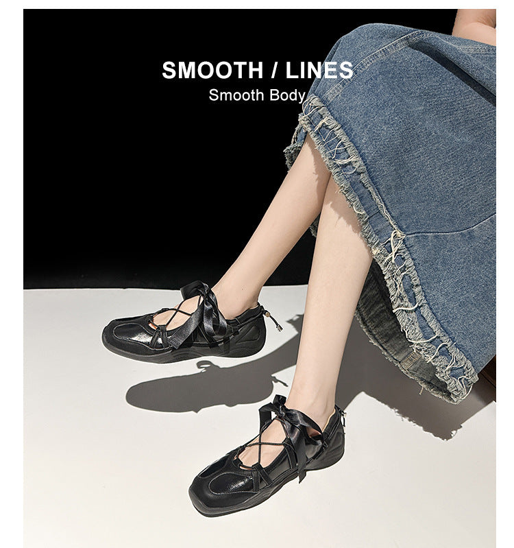 Fashion Strap Ballet Female Platform Bow Flat Casual Shoes