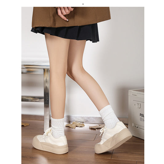 Women's Big Head Muffin Thick Bottom Cowhide Easy Wear Casual Shoes