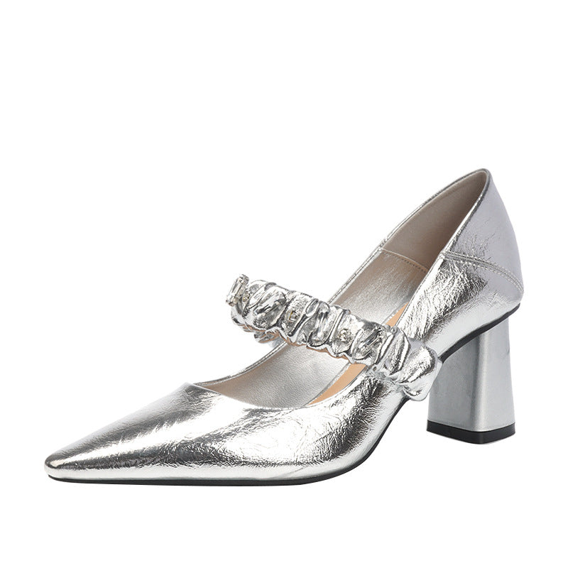 Women's Rhinestone Word With Pointed Toe High Pumps Women's Shoes