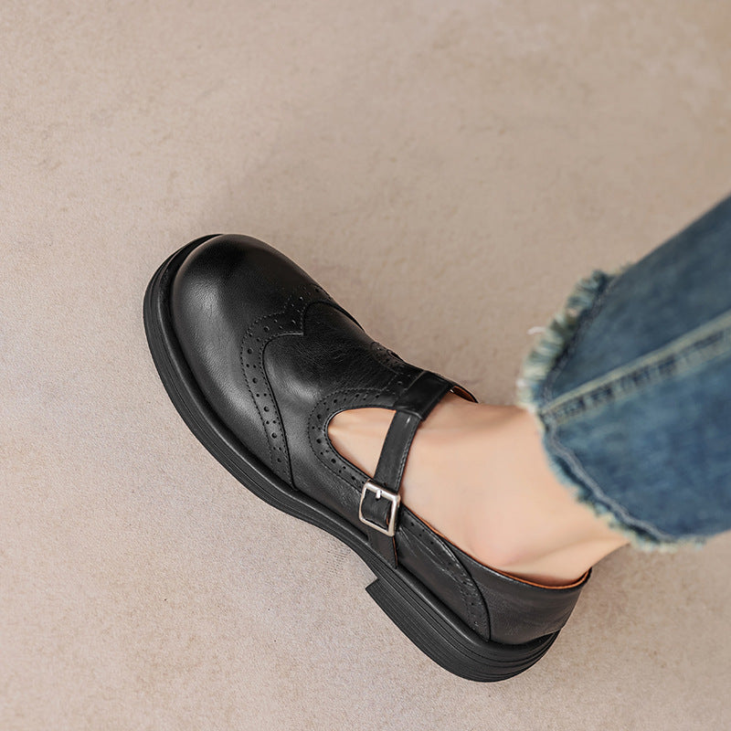 Sheepskin Size Retro Style Wipe Color Mary Women's Fashion Shoes