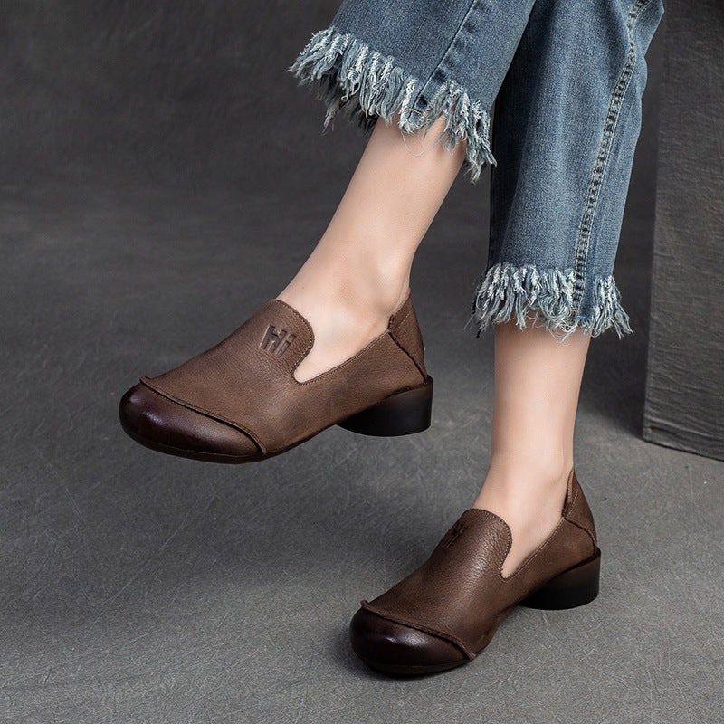 Women's Top Layer Cowhide Comfortable Retro Rub Casual Shoes