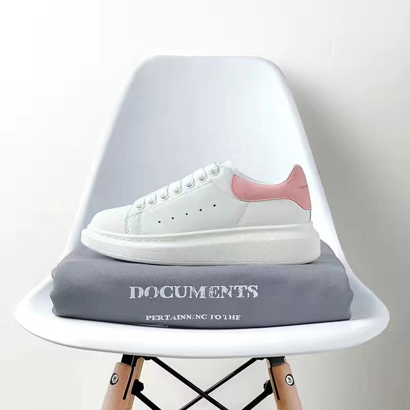 Women's Mcqueen White Platform Height Increasing Insole Genuine Couple Sneakers