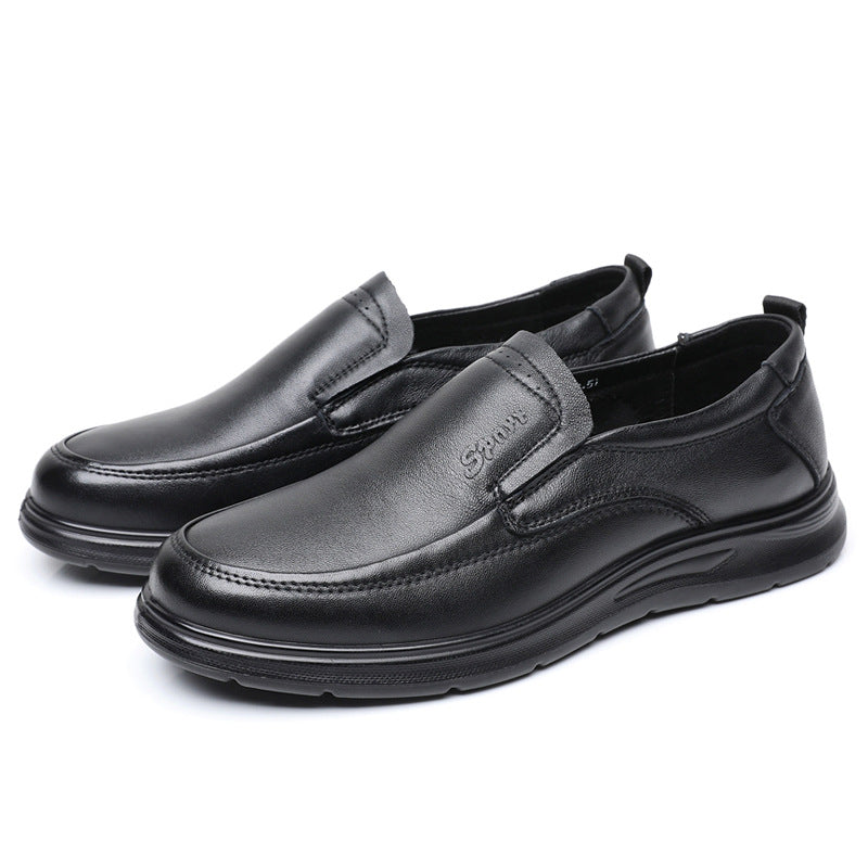 Men's Spring Sheepskin Comfortable Soft Dad Slip-on Men's Casual Leather Shoes