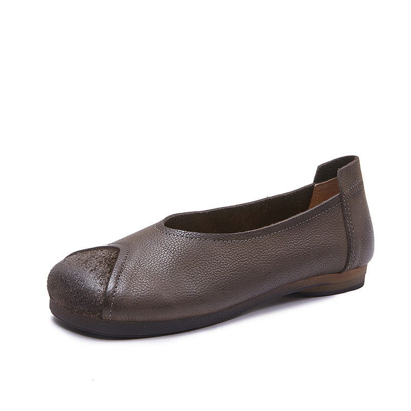 Women's Brown Flat Pumps Female Mom Fashion Casual Shoes