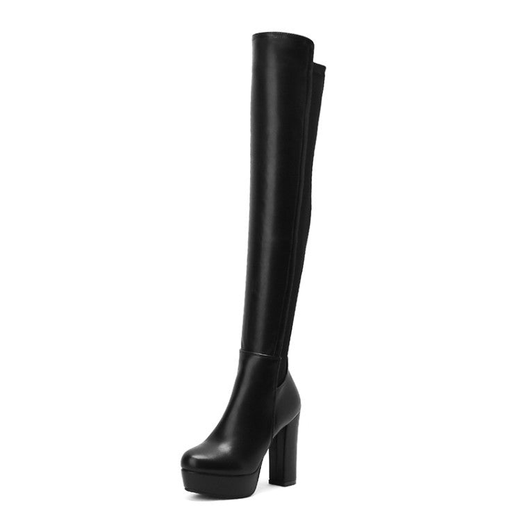 Women's Over The Knee Long Skinny Stretch Women's Leather Boots