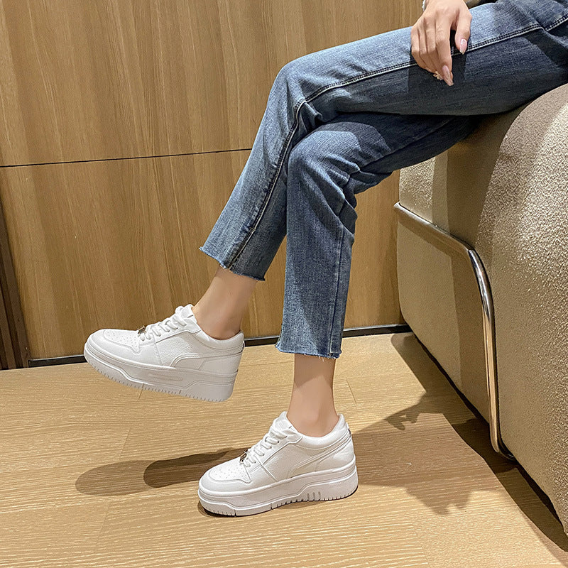 Women's Platform Hidden White Retro Easy Matching Casual Shoes